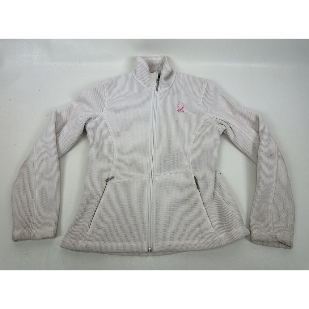 Spyder Womens Full Zip Core Jacket White Pink Breast Cancer Ribbon Size M